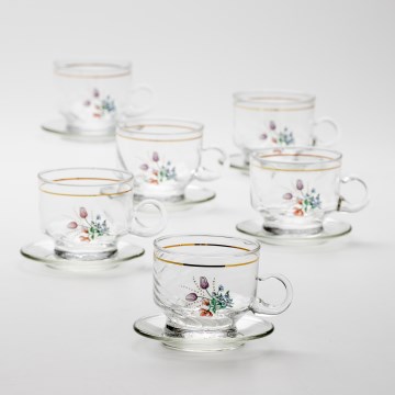 Set 6x vaso de vidrio con platillo transparente ramo n.º 5