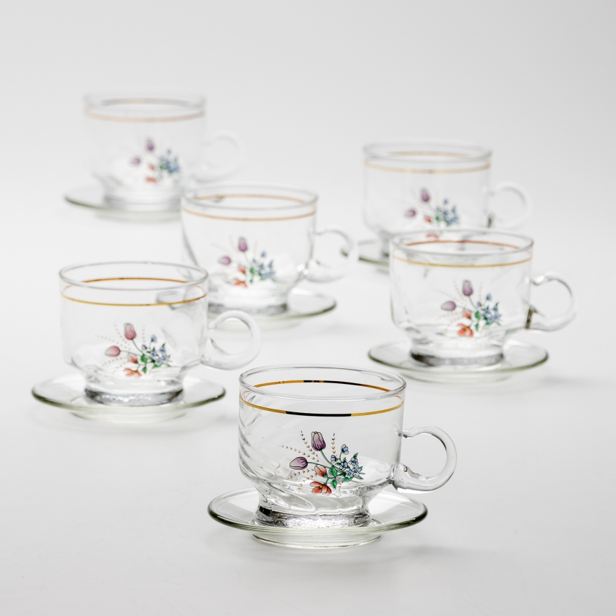 Set 6x vaso de vidrio con platillo transparente ramo n.º 5