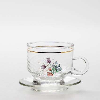 Set 6x vaso de vidrio con platillo transparente ramo n.º 5