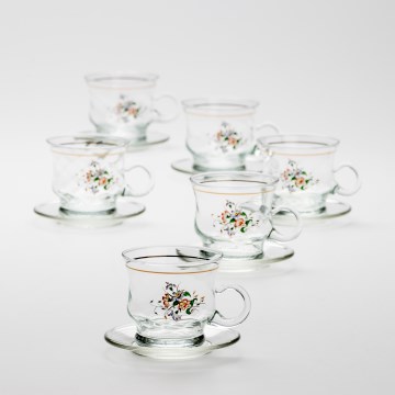 Set 6x vaso de vidrio con platillo transparente ramo n° 2