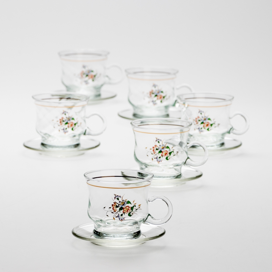Set 6x vaso de vidrio con platillo transparente ramo n° 2