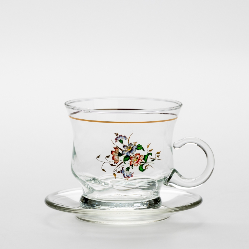 Set 6x vaso de vidrio con platillo transparente ramo n° 2