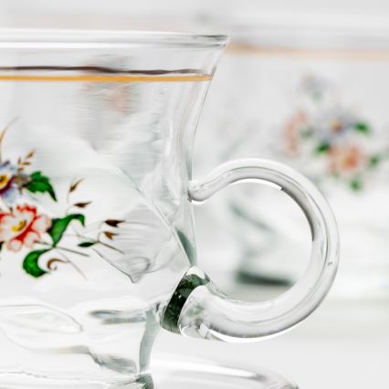 Set 6x vaso de vidrio con platillo transparente ramo n° 2