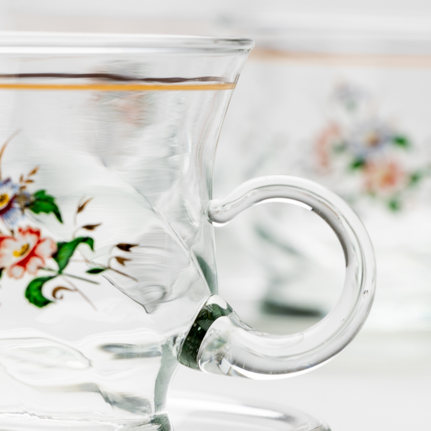 Set 6x vaso de vidrio con platillo transparente ramo n° 2