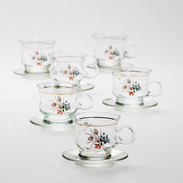Set 6x vaso de vidrio con platillo transparente ramo n° 3