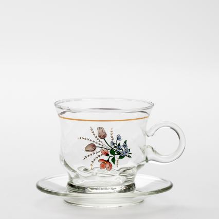 Set 6x vaso de vidrio con platillo transparente ramo n° 3