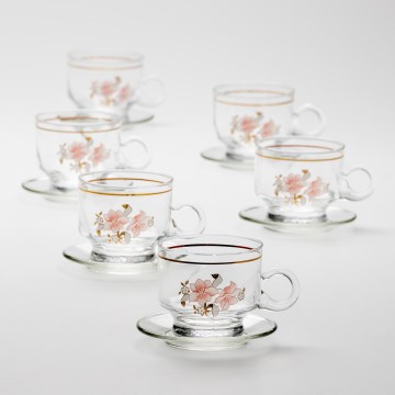Set 6x vaso de vidrio con platillo transparente ramo n° 6
