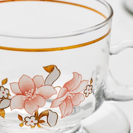 Set 6x vaso de vidrio con platillo transparente ramo n° 6