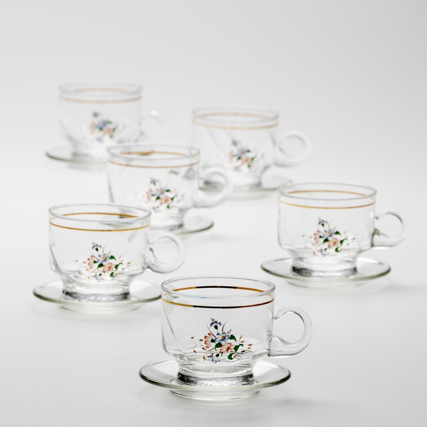 Set 6x vaso de vidrio con platillo transparente ramo n° 8