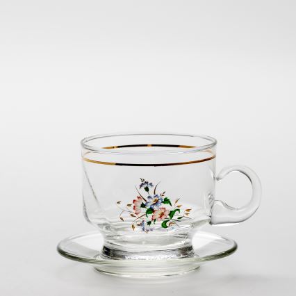 Set 6x vaso de vidrio con platillo transparente ramo n° 8