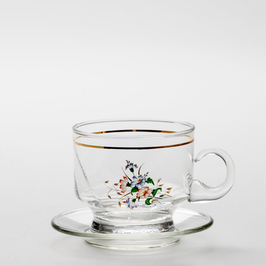 Set 6x vaso de vidrio con platillo transparente ramo n° 8