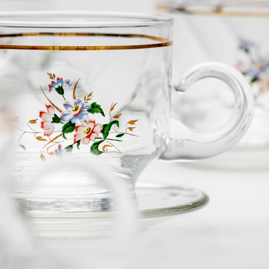 Set 6x vaso de vidrio con platillo transparente ramo n° 8
