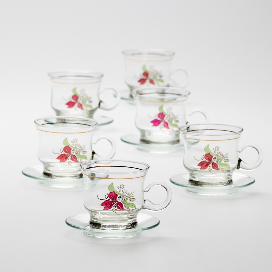 Set 6x vaso de vidrio con platillo transparente ramo n° 9
