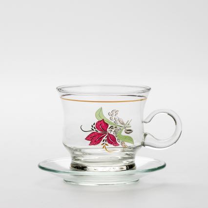 Set 6x vaso de vidrio con platillo transparente ramo n° 9