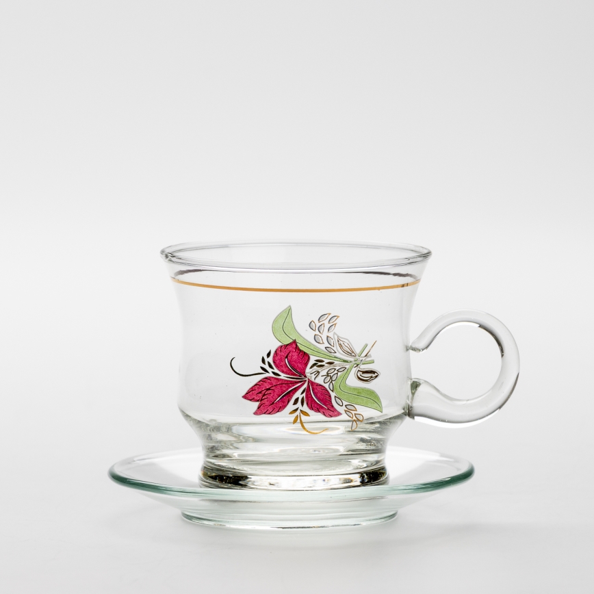 Set 6x vaso de vidrio con platillo transparente ramo n° 9