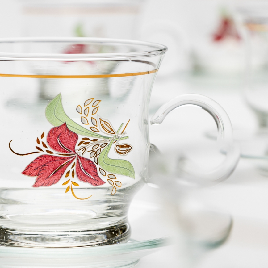 Set 6x vaso de vidrio con platillo transparente ramo n° 9