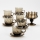 Set 6x vaso de vidrio con platillo y 1x azucarero ahumado