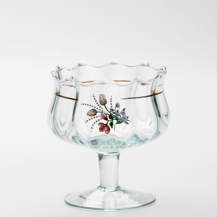 Set 6x vaso de vidrio con platillo y 1x azucarero transparente ramo n.º 4