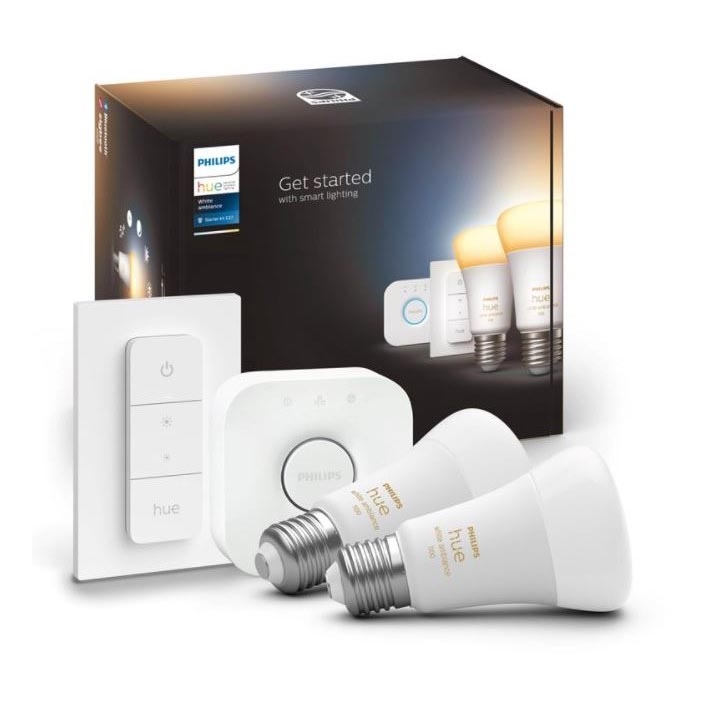 Set básico Philips Hue WHITE AMBIANCE 2xE27/8W/230V + dispositivo de conexión