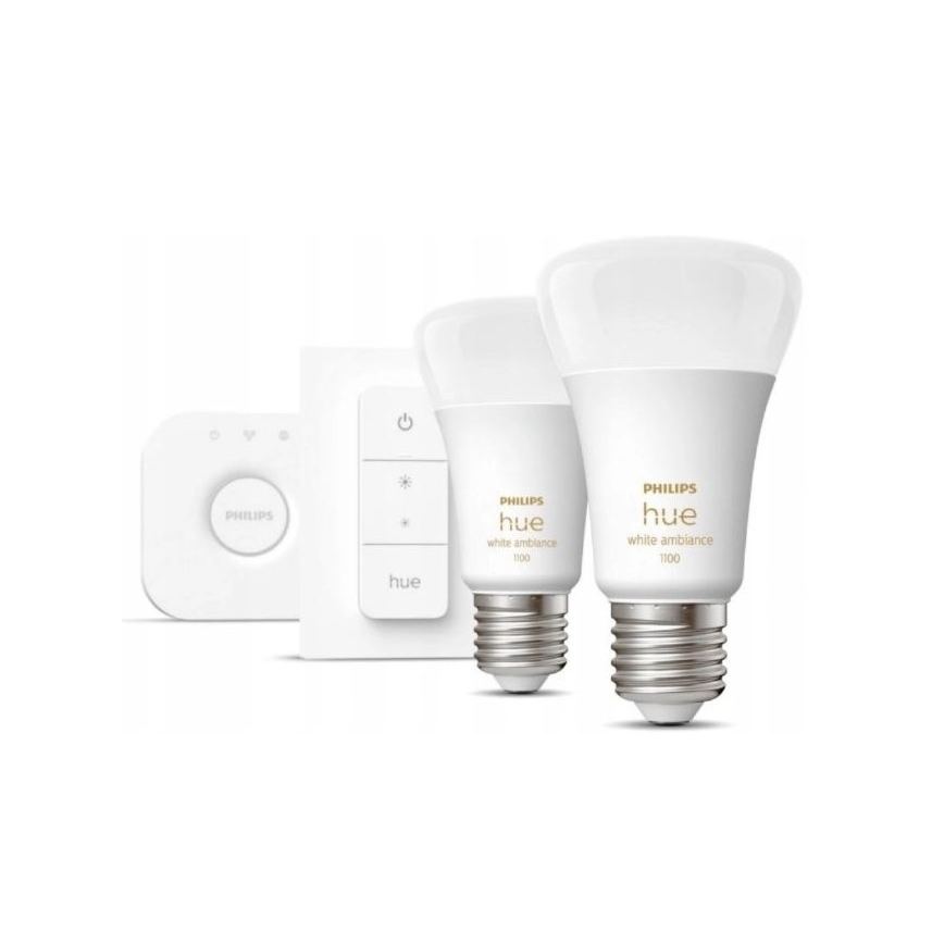 Set básico Philips Hue WHITE AMBIANCE 2xE27/8W/230V + dispositivo de conexión