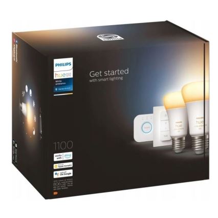 Set básico Philips Hue WHITE AMBIANCE 2xE27/8W/230V + dispositivo de conexión