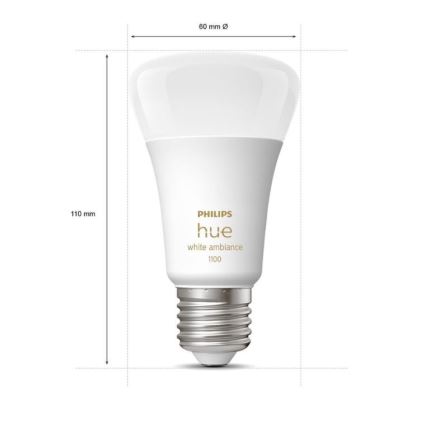 Set básico Philips Hue WHITE AMBIANCE 2xE27/8W/230V + dispositivo de conexión