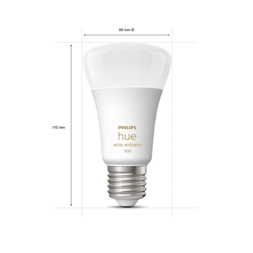 Set básico Philips Hue WHITE AMBIANCE 2xE27/8W/230V + dispositivo de conexión