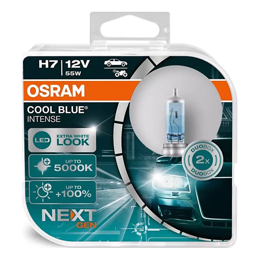 SET DE 2 Bombillas de coche COOL BLUE H7 PX26d/55W/12V 5000K - Osram