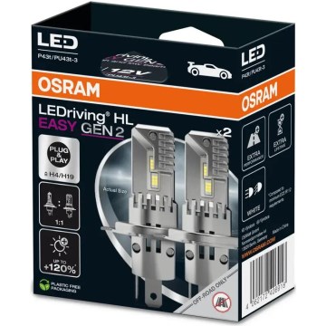 SET DE 2 Bombillas LED para coche LEDriving H4/H19 P43t/PU43T-3/25W/12V 6500K - Osram