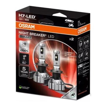 SET DE 2 Bombillas LED para coche NIGHT BREAKER H7 PX26d/16W/12V 6000K - Osram