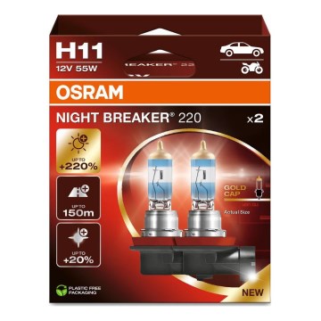 SET DE 2 Bombillas para coche NIGHT BREAKER H11 PGJ19-2/55W/12V - Osram