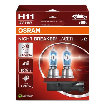 SET DE 2 Bombillas para coche NIGHT BREAKER H11 PGJ19-2/55W/12V - Osram