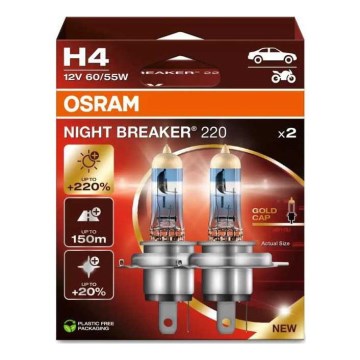 SET DE 2 Bombillas para coche NIGHT BREAKER H4 P43t/60/55W/12V - Osram