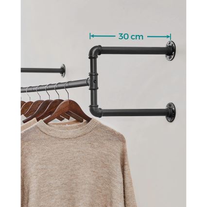 Set de 2 colgadores de pared para perchas LINEA, color negro