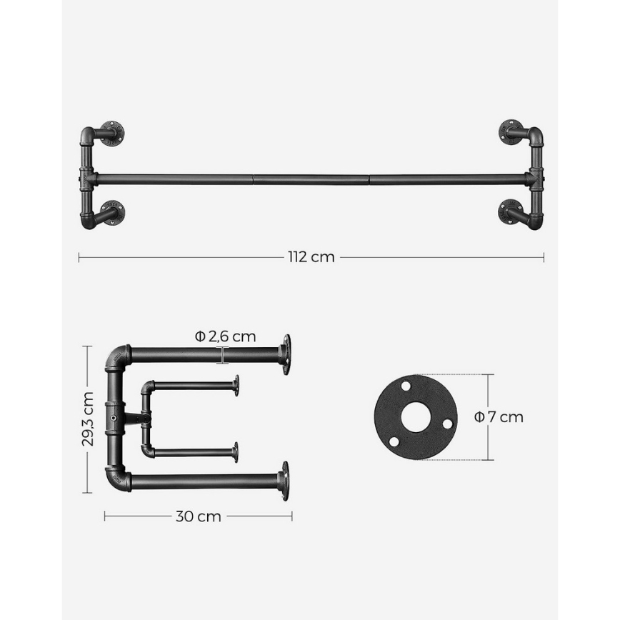 Set de 2 colgadores de pared para perchas LINEA, color negro