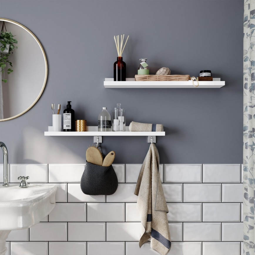 Set de 2 estantes de pared SHELFY blancos