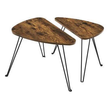 Set de 2 mesas auxiliares ELDUR marrón/negro