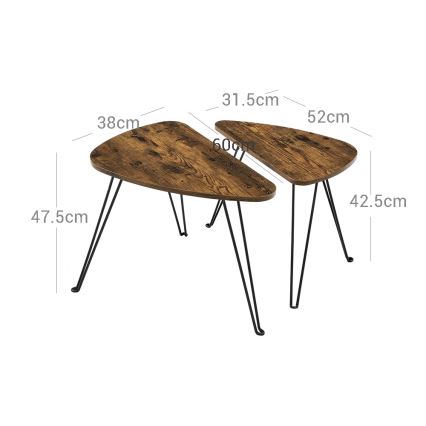 Set de 2 mesas auxiliares ELDUR marrón/negro