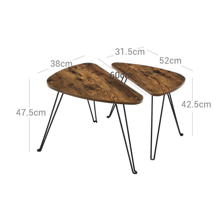 Set de 2 mesas auxiliares ELDUR marrón/negro