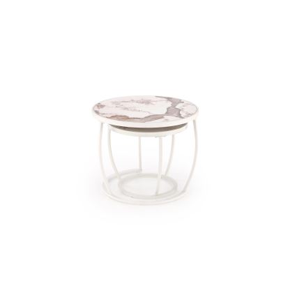 Set de 2 mesas de centro AURORO beige/blanco