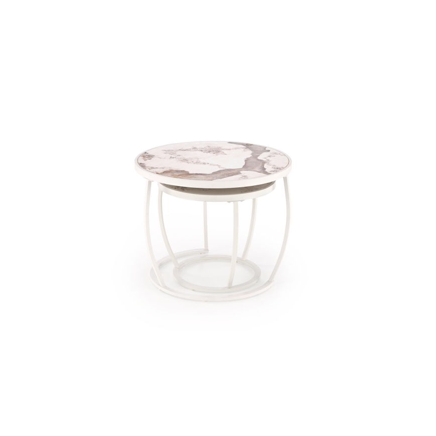 Set de 2 mesas de centro AURORO beige/blanco