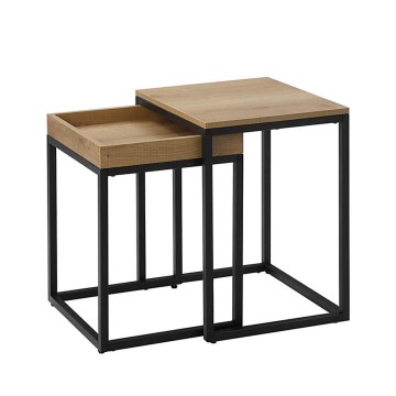 Set de 2 mesitas auxiliares ELDUR marrón/negro