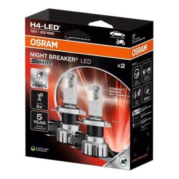 SET DE 2x Bombilla LED para coche NIGHT BREAKER H4 P43t/20/19W/12V - Osram