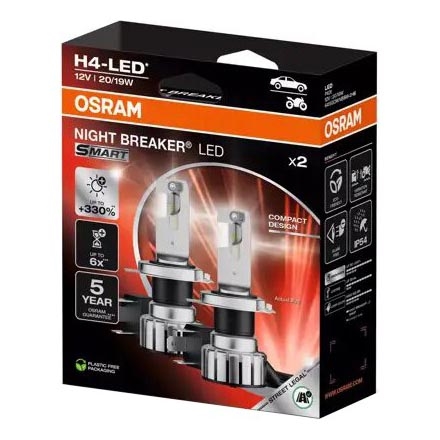SET DE 2x Bombilla LED para coche NIGHT BREAKER H4 P43t/20/19W/12V - Osram