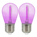 SET DE 2x Bombilla LED PARTY E27/0,3W/36V morada