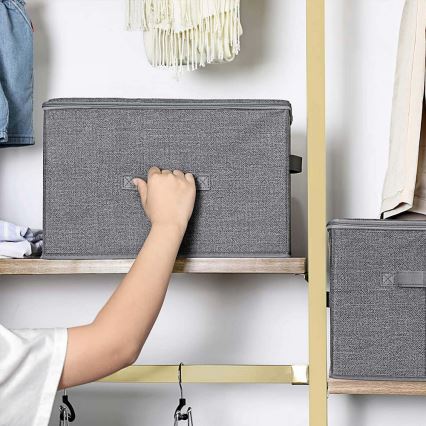Set de 3 cajas de almacenamiento con cremallera CURAN, gris