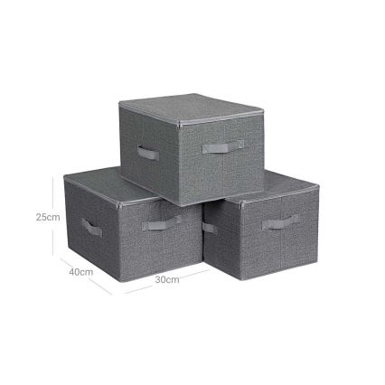 Set de 3 cajas de almacenamiento con cremallera CURAN, gris