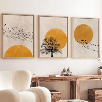 Set de 3 cuadros enmarcados 50x70 cm beige/naranja