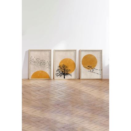 Set de 3 cuadros enmarcados 50x70 cm beige/naranja