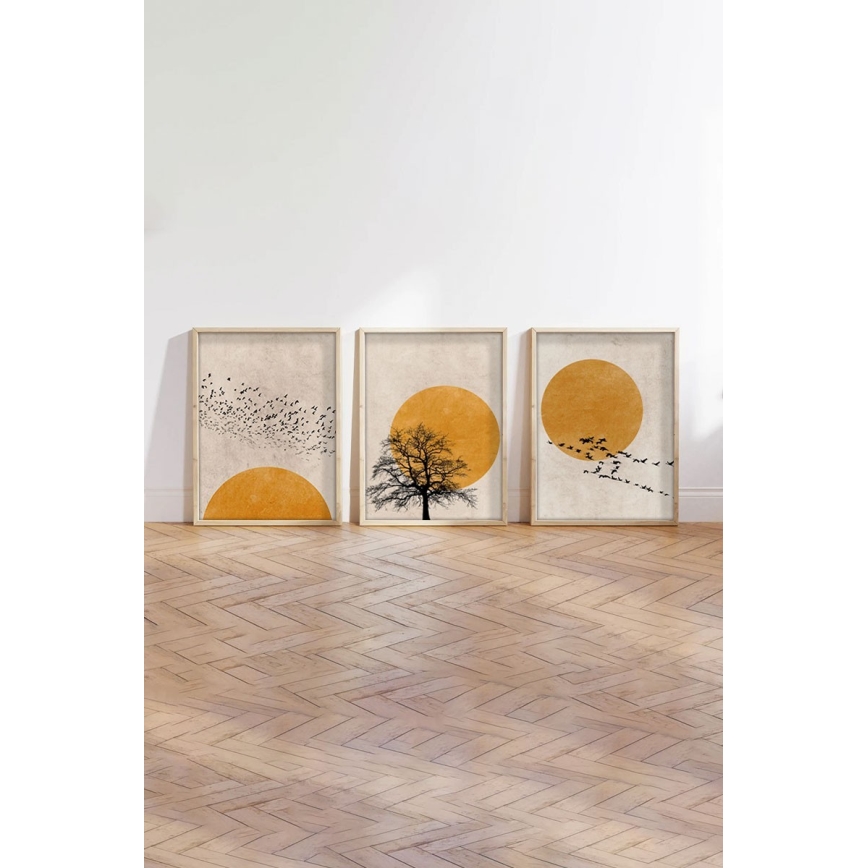 Set de 3 cuadros enmarcados 50x70 cm beige/naranja